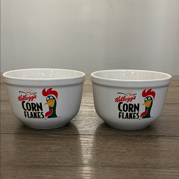 Vintage Kellogg's Corn Flakes White Bowl pair excellent condition cereal 1999 - Picture 1 of 10